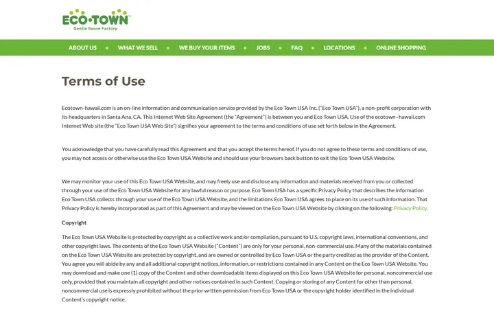 /terms-of-use-2 — ECO TOWN SELECT Ala Moana Center Store