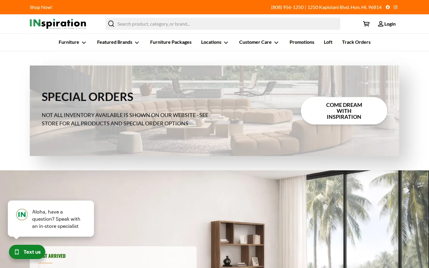 Captured website of INspiration Interiors