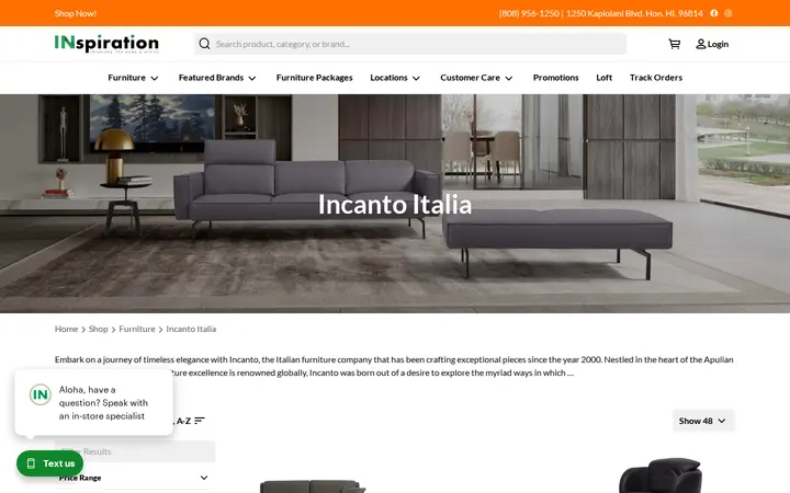 /shop/furniture/brand/incanto-italia — INspiration Interiors