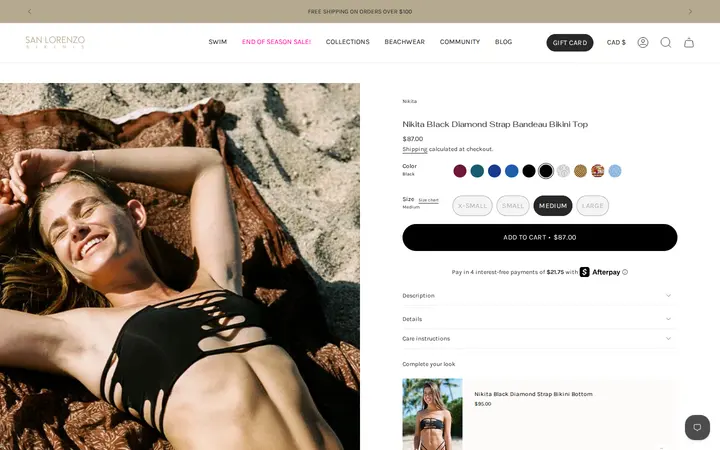 /collections/shop-all-sale/products/nikita-black-diamond-strap-bandeau-bikini-top — San Lorenzo Bikinis Waikiki
