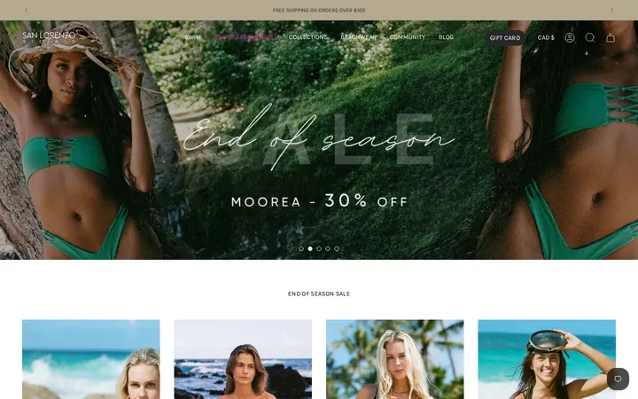 Website of San Lorenzo Bikinis Waikiki