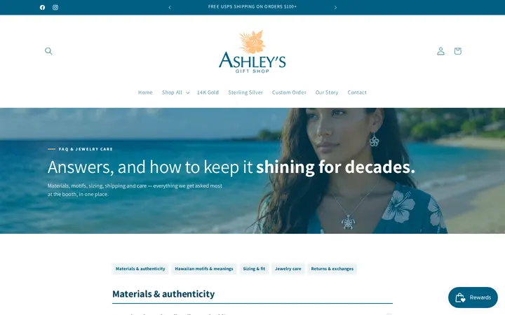 /pages/faq-jewelry-care-guide — Ashley's Gift Shop Hawaii