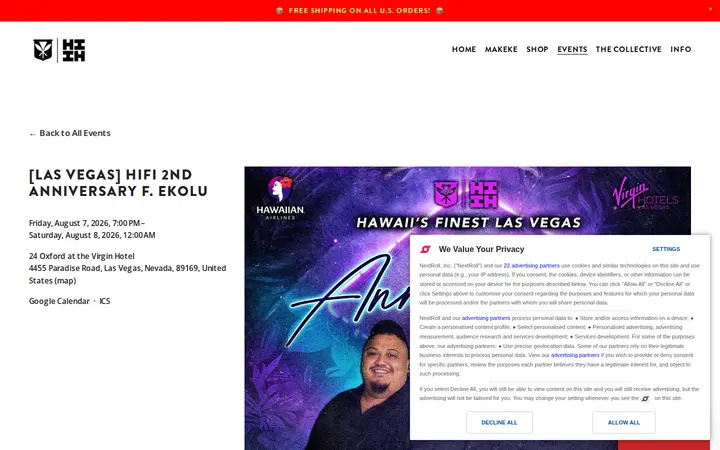 /events/hifi2ndanniversary-ekolu — Hawaii's Finest Clothing