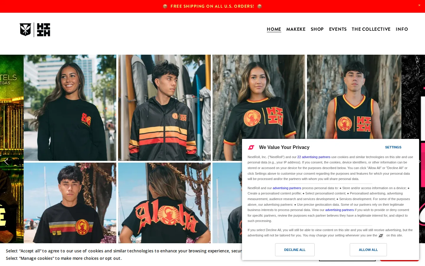 Captured website of Hawaii's Finest Clothing