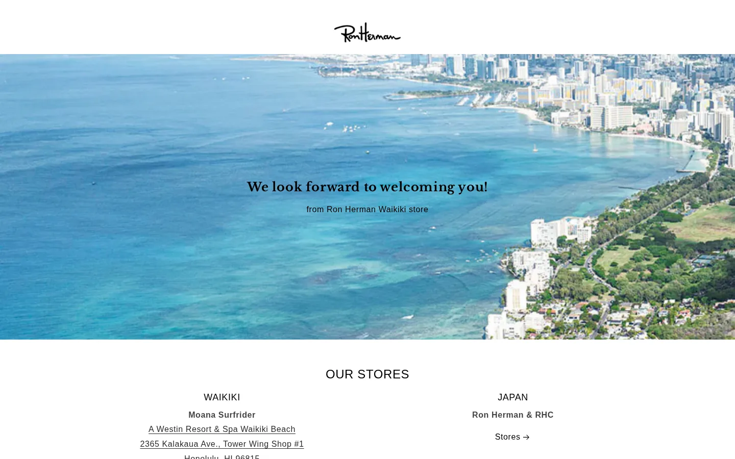 Captured website of Ron Herman Waikiki