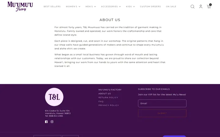 /pages/about-us — T&L Muumuu Factory