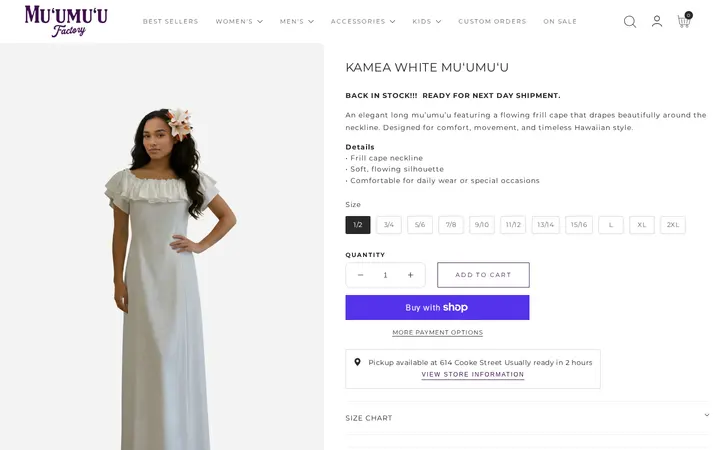/products/kamea-white-mu-umu-u — T&L Muumuu Factory