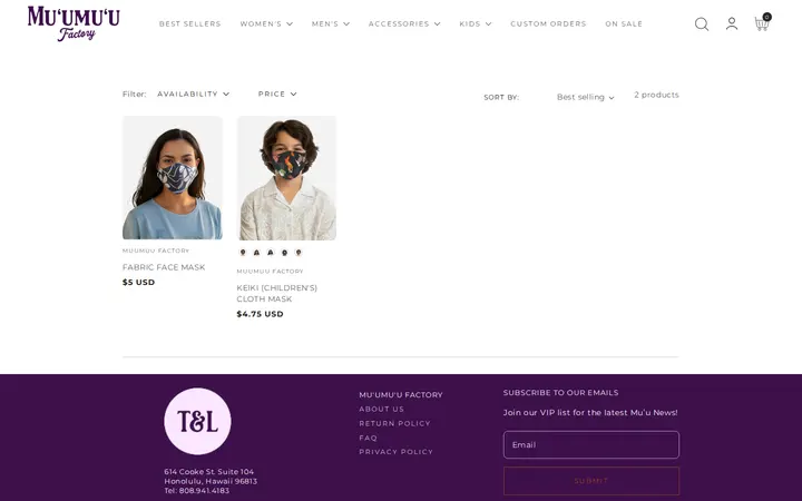 /collections/face-masks — T&L Muumuu Factory