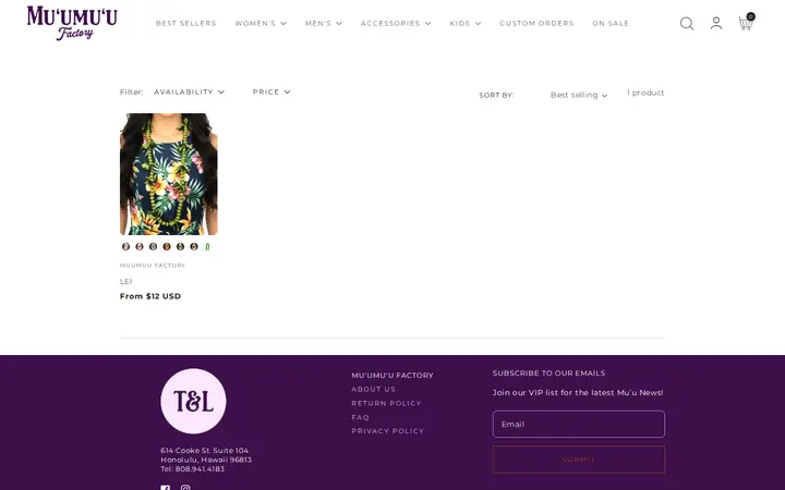 /collections/leis-and-flowers — T&L Muumuu Factory