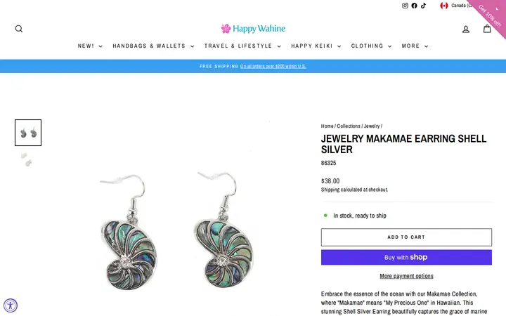 /collections/jewelry/products/jewelry-makamae-earring-shell-silver — Happy Wahine