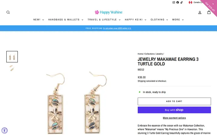 /collections/jewelry/products/jewelry-makamae-earring-3-turtle-gold — Happy Wahine