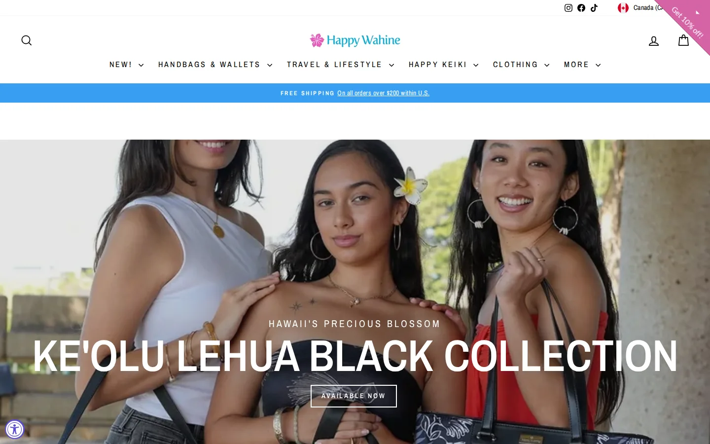 Captured website of Happy Wahine