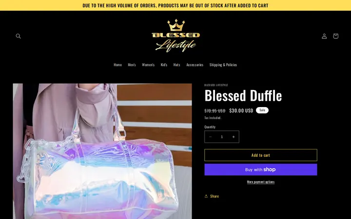 /products/blessed-duffle — Blessed Lifestyle