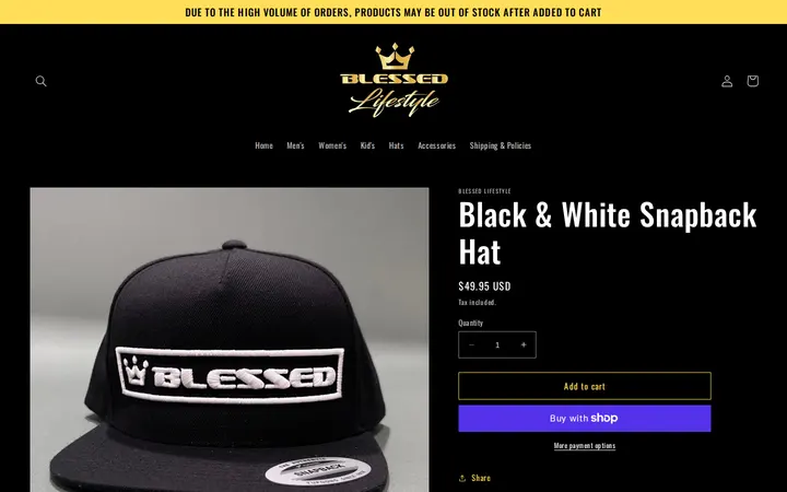 /products/black-white-snapback-hat — Blessed Lifestyle