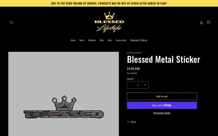 /products/blessed-metal-sticker — Blessed Lifestyle