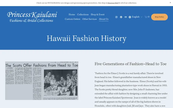 /our-story — Princess Kaiulani Fashions