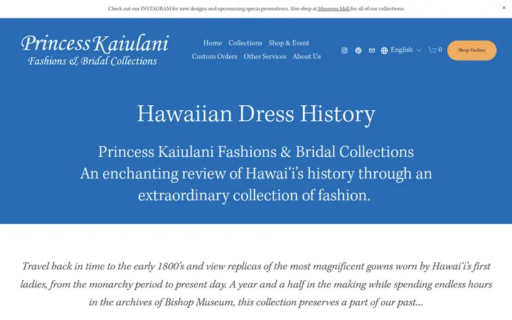 /history — Princess Kaiulani Fashions