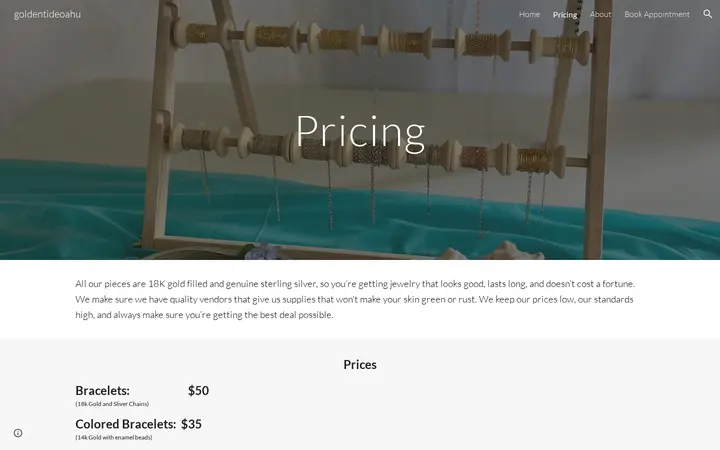 /pricing — Golden Tide Permanent Jewelry