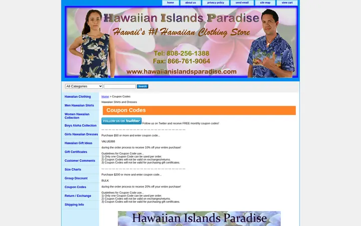 /couponcodes.html — Hawaiian Islands Paradise