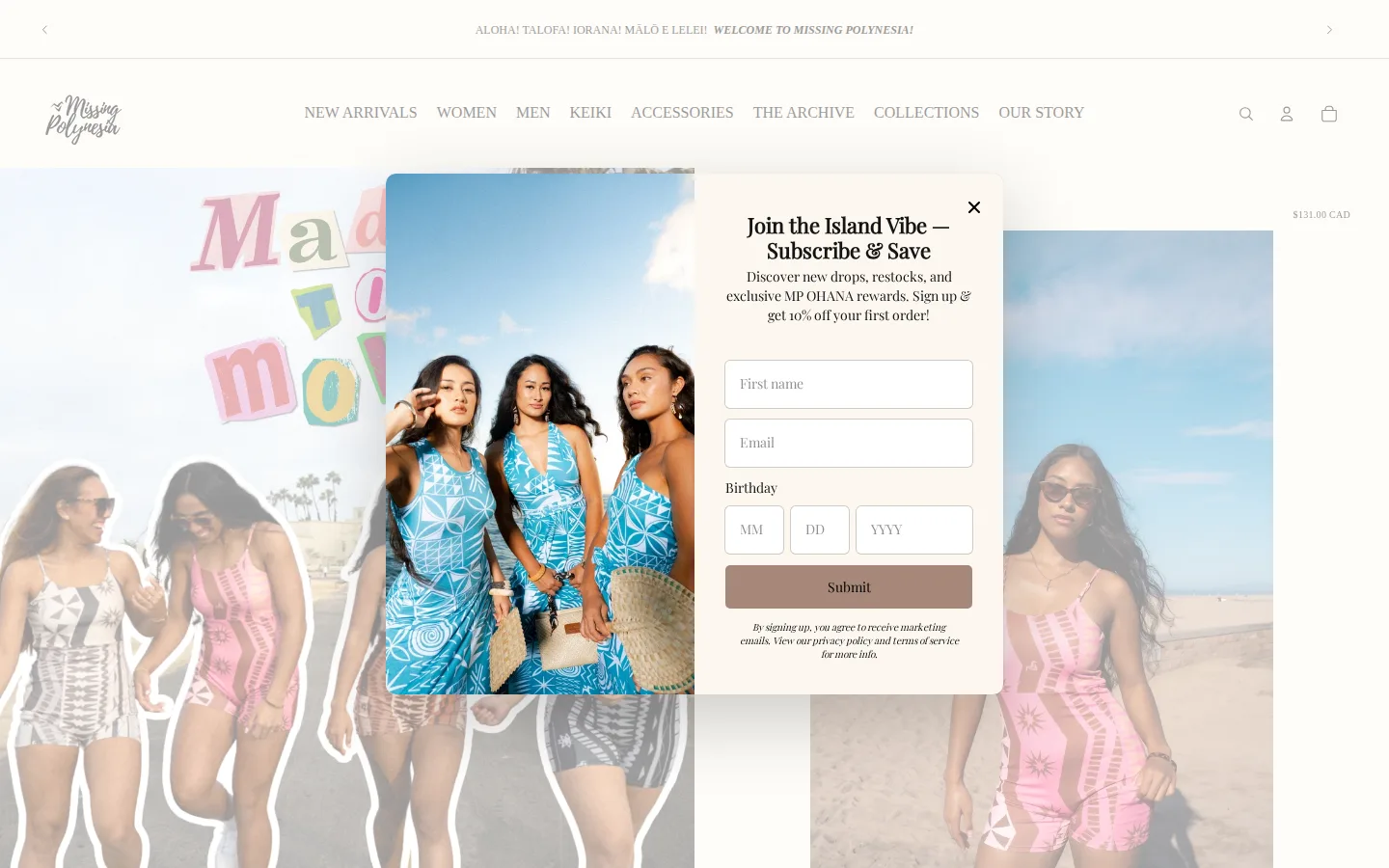 Captured website of Missing Polynesia