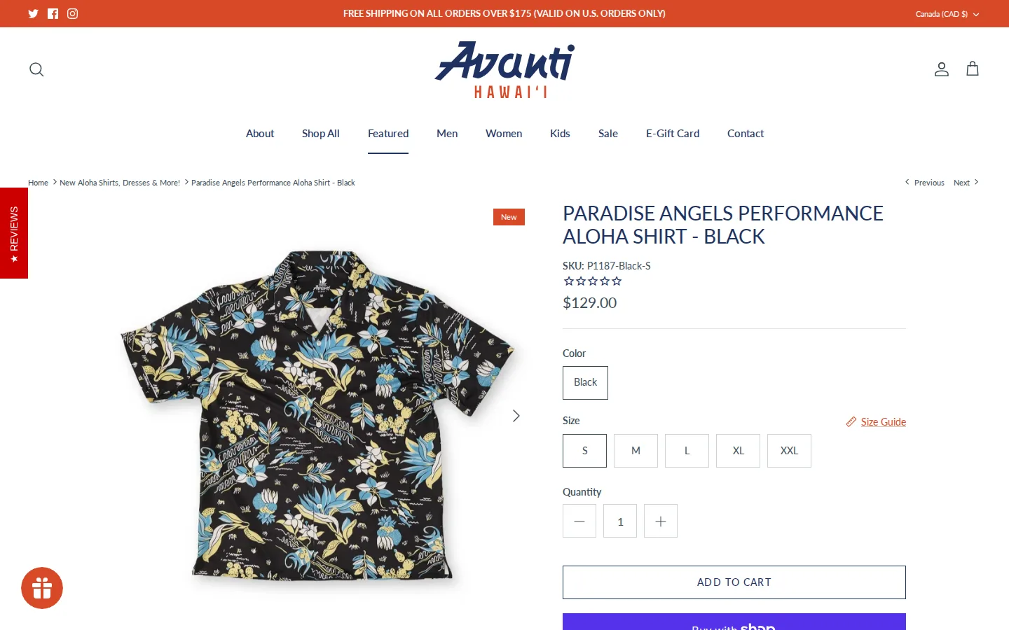 Captured website of Avanti Hawaii