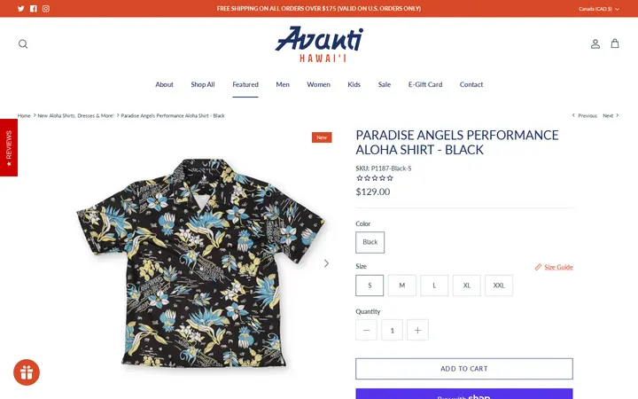 Website of Avanti Hawaii