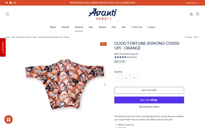 /en-ca/collections/new-arrivals/products/good-fortune-kimono-cover-up-orange — Avanti Hawaii