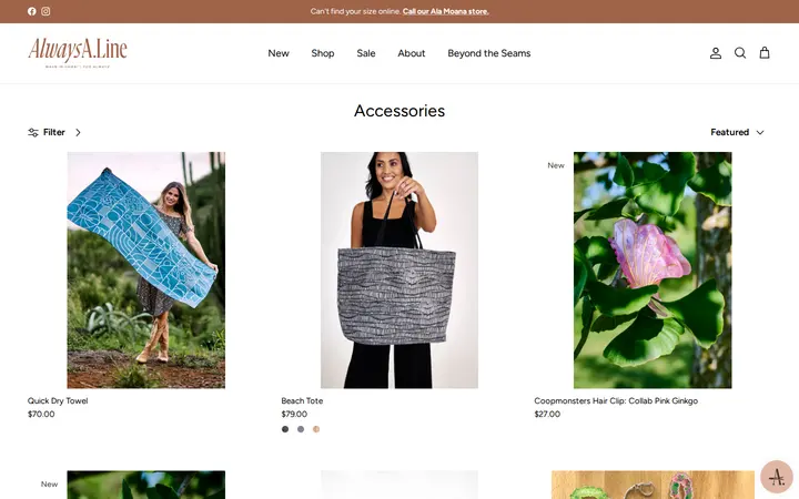 /collections/accessories — Always A.Line
