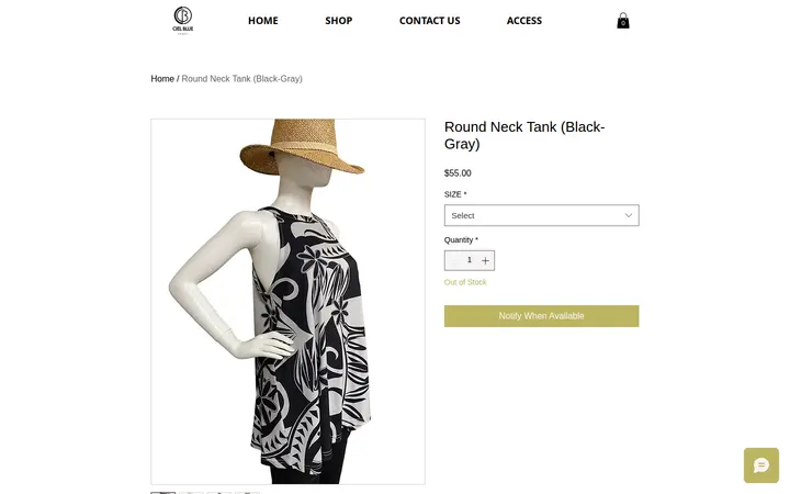 /product-page/round-neck-tank-black-gray — Hawaii ID, INC. /CIEL BLUE（2nd Floor of JUNE FABRICS）