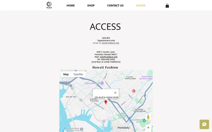 /access — Hawaii ID, INC. /CIEL BLUE（2nd Floor of JUNE FABRICS）