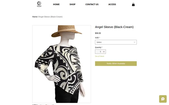 /product-page/angel-sleeve-black-cream — Hawaii ID, INC. /CIEL BLUE（2nd Floor of JUNE FABRICS）