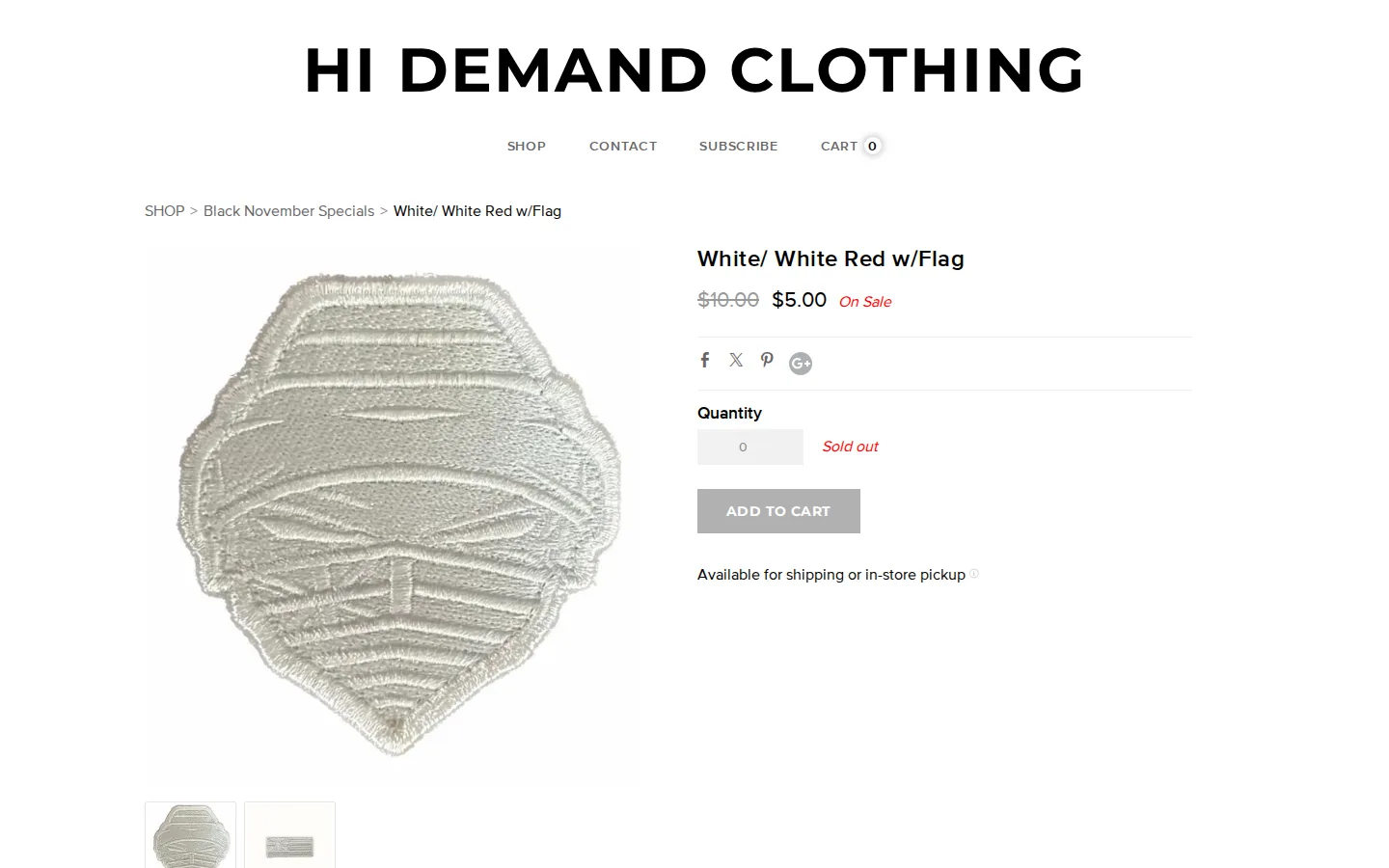 Captured website of HI Demand Clothing