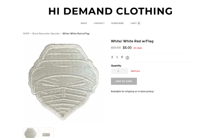 Website of HI Demand Clothing