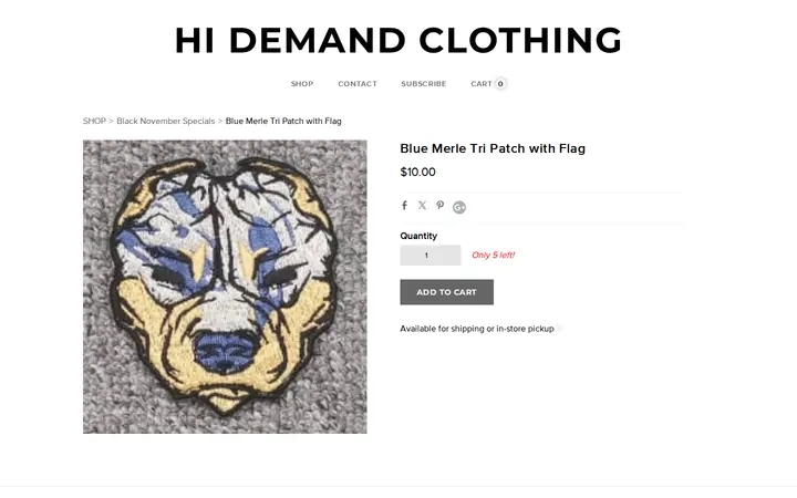 /store/p3318/Blue_Merle_Tri_Patch_with_Flag.html — HI Demand Clothing