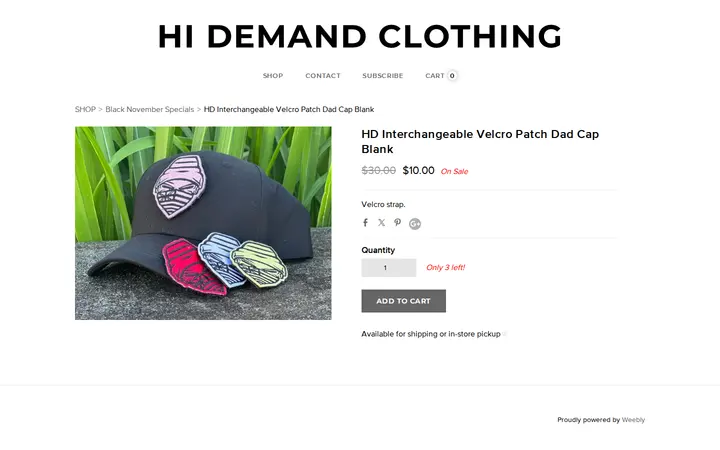 /store/p3236/HD_Interchangeable_Velcro_Patch_Dad_Cap_Blank.html — HI Demand Clothing