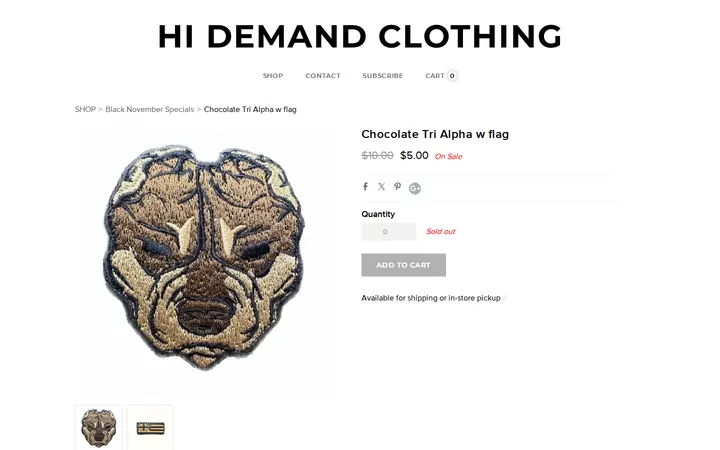 /store/p3297/Chocolate_Tri_Alpha_w_flag.html — HI Demand Clothing