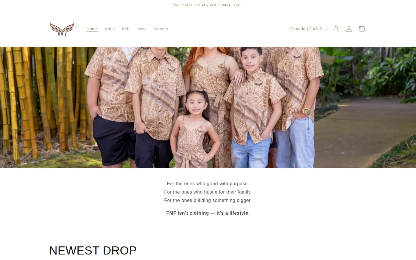 Captured website of FMF BRAND