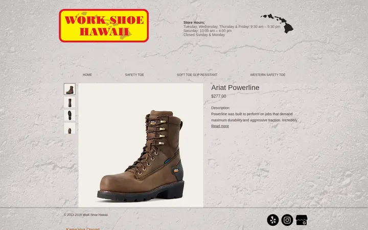 /product-page/ariat-powerline — Work Shoe Hawaii
