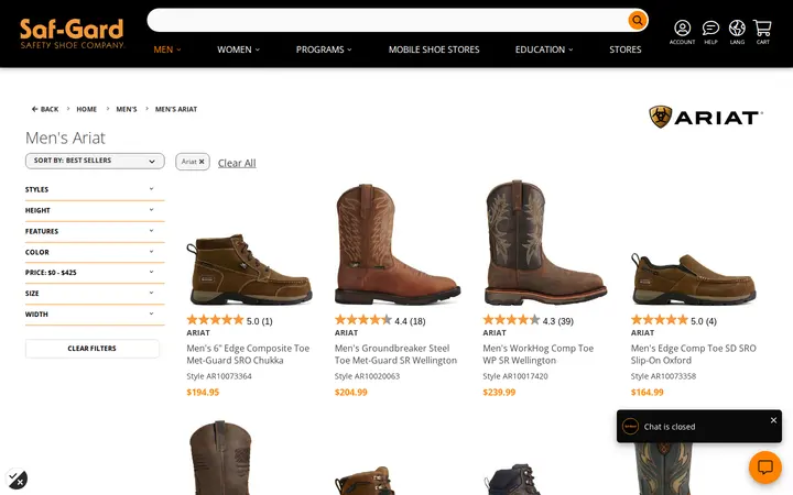/mens-shoes/brands/ariat — Saf-Gard Safety Shoe Co