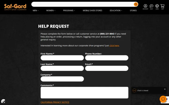 /contact-us/help — Saf-Gard Safety Shoe Co