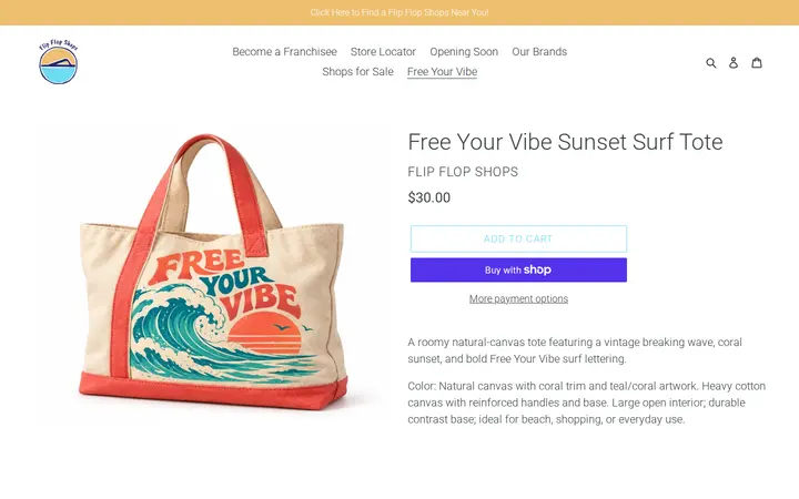 /collections/free-your-vibe/products/free-your-vibe-sunset-surf-tote — Flip Flop Shops