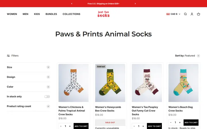/collections/animal-socks-collection-cute-funny-printed-fuzzy-socks-for-men-women-kids — Just Fun Socks