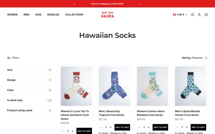 /collections/hawaiian-island-socks-collection-tropical-cotton-made-colorful-cute-funny-socks — Just Fun Socks