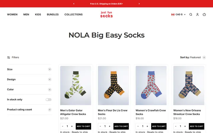 /collections/nola-big-easy-new-orleans-socks-collection-cotton-made-colorful-socks — Just Fun Socks