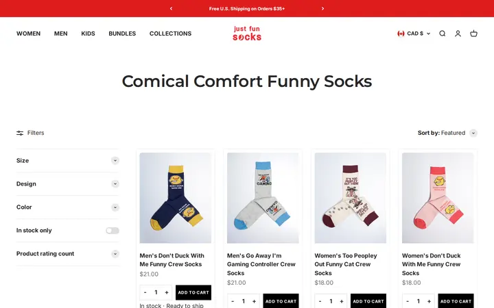 /collections/comical-comfort-funny-socks-collection-cotton-made-crazy-silly-colorful-socks — Just Fun Socks