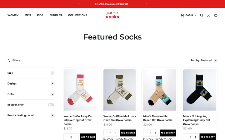 /collections/featured-socks-colorful-comfortable-cotton-made-crew-socks — Just Fun Socks