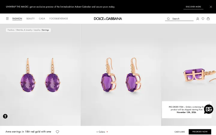 /en-ca/fashion/watches-and-jewelry/jewelry/earrings/anna-earrings-in-18kt-red-gold-with-amethysts-and-diamonds-red-WESB1GWAME18M307.html — Dolce & Gabbana