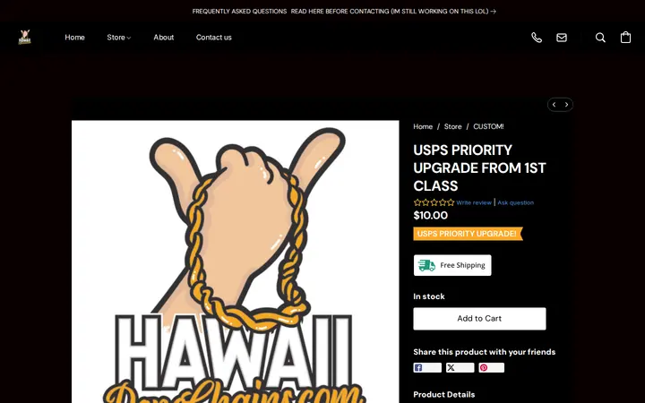 /products/USPS-PRIORITY-UPGRADE-FROM-1ST-CLASS-p485288511 — HAWAII ROPE CHAINS - NO STORE FRONT