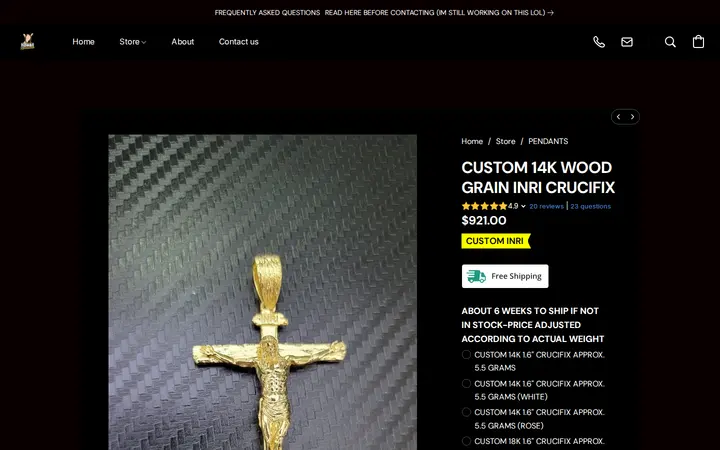 /products/CUSTOM-14K-WOOD-GRAIN-INRI-CRUCIFIX-p502221339 — HAWAII ROPE CHAINS - NO STORE FRONT