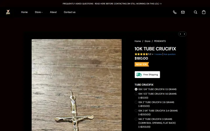 /products/10K-TUBE-CRUCIFIX-p643867774 — HAWAII ROPE CHAINS - NO STORE FRONT